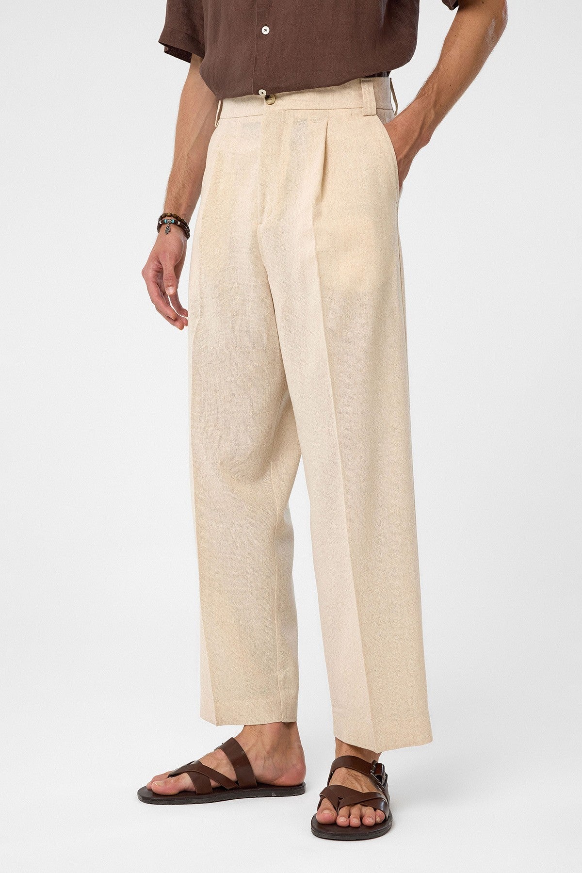 High-Waisted Pleated Relaxed-Fit Men's Pants