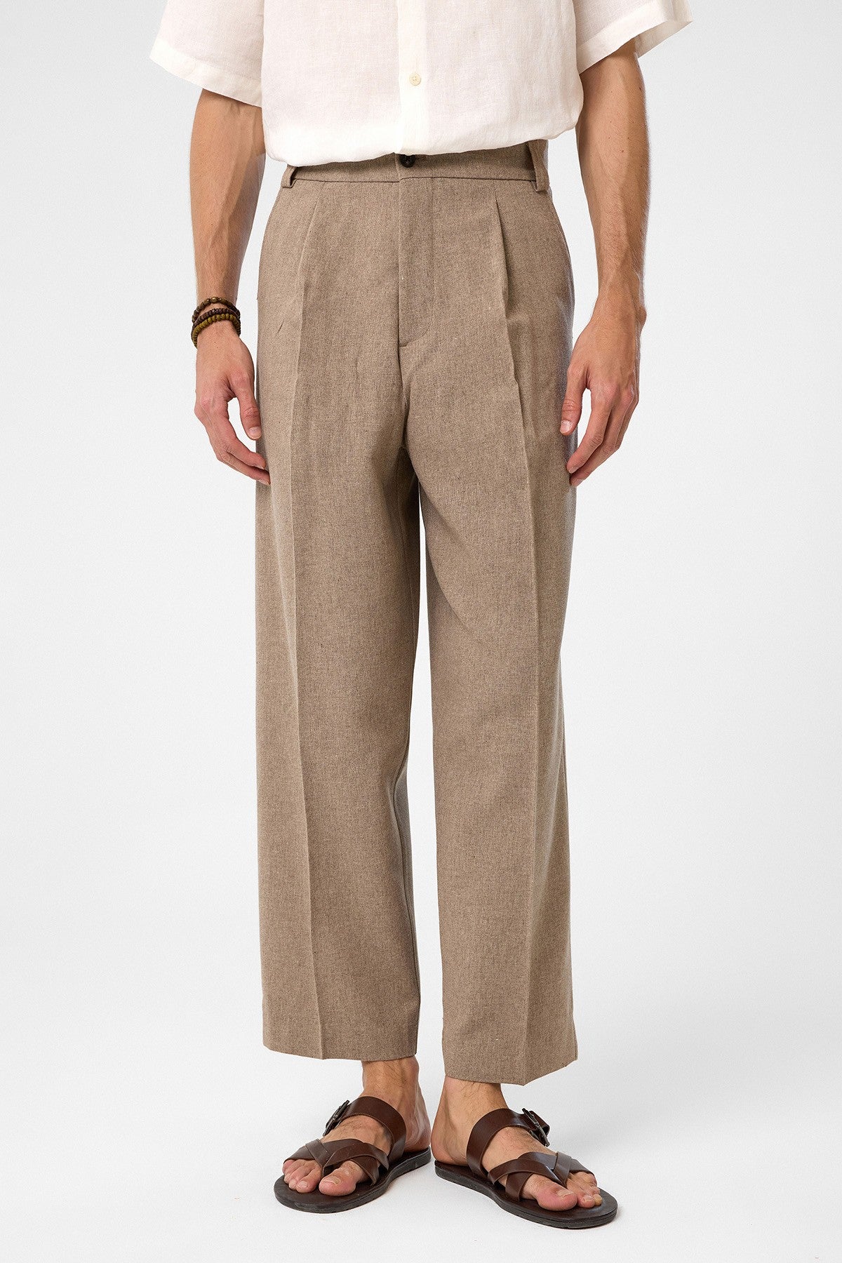 High-Waisted Pleated Relaxed-Fit Men's Pants