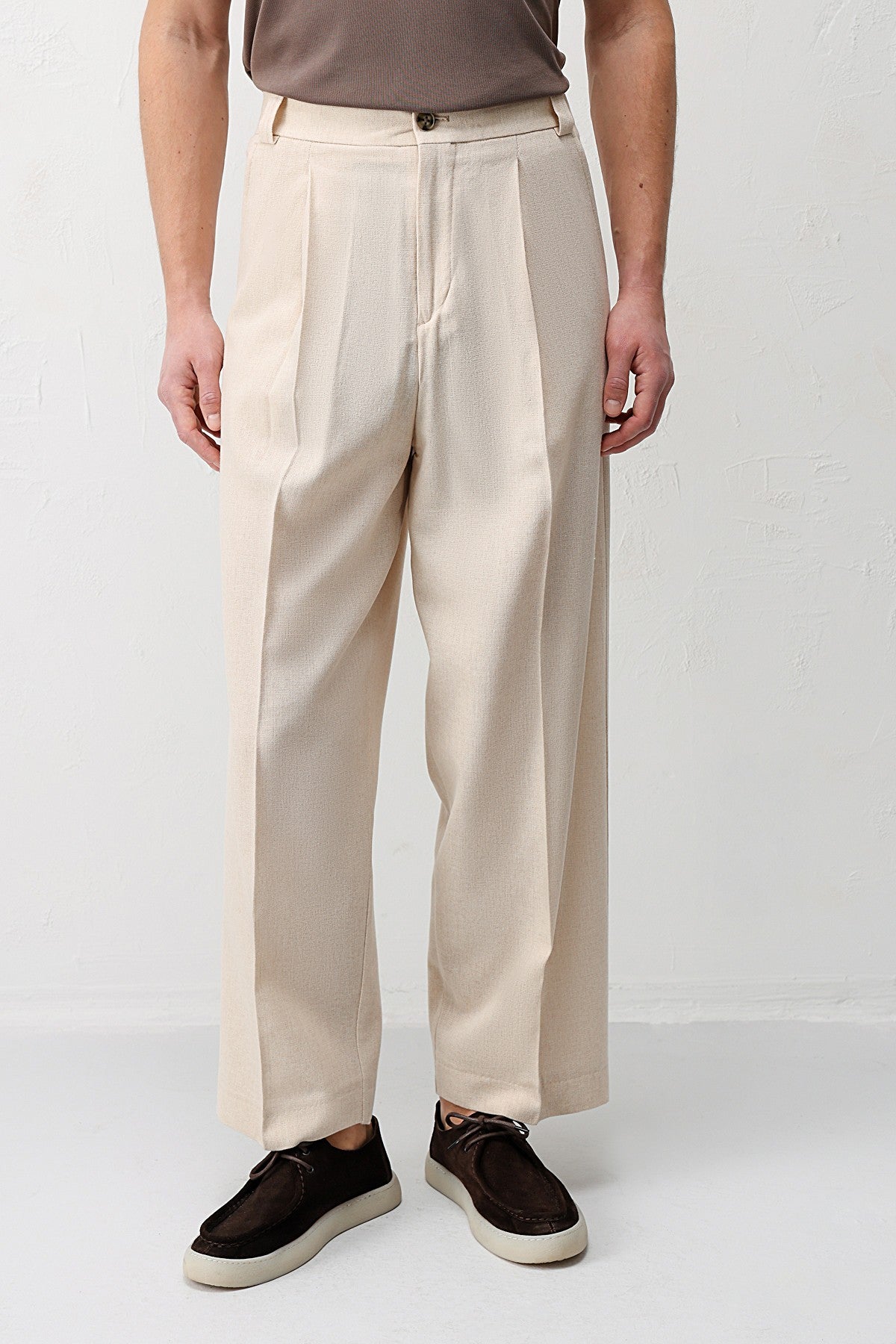 High-Waisted Pleated Relaxed-Fit Men's Pants