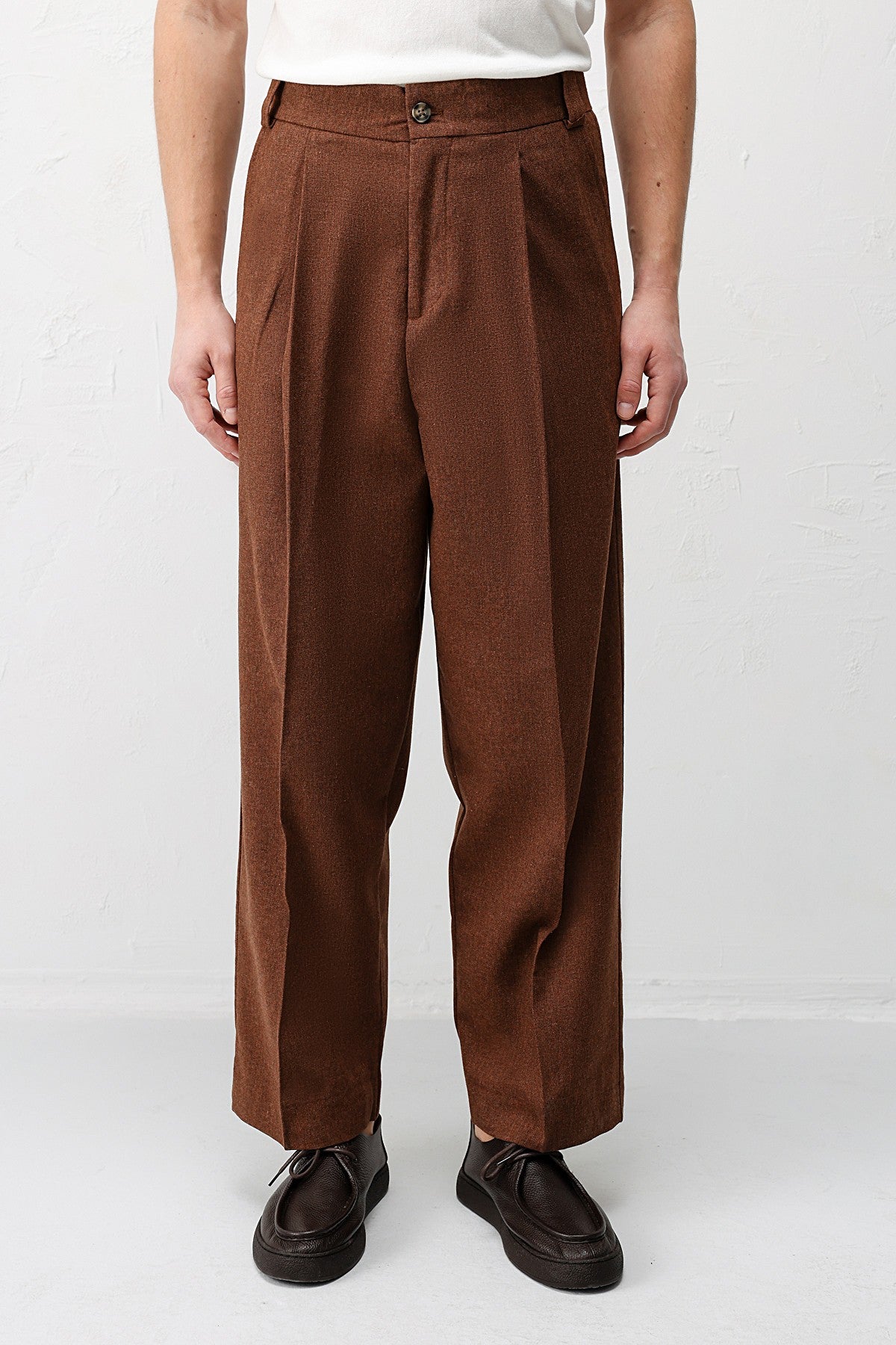 High-Waisted Pleated Relaxed-Fit Men's Pants