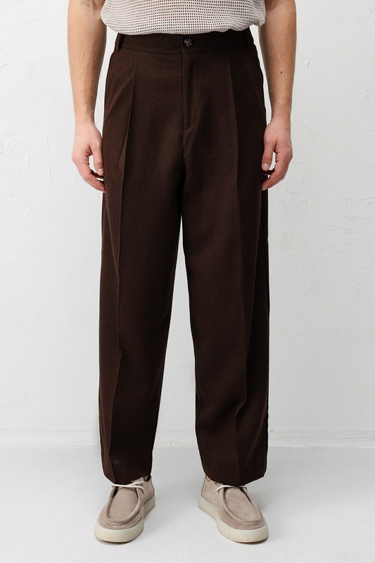 High-Waisted Pleated Relaxed-Fit Men's Pants