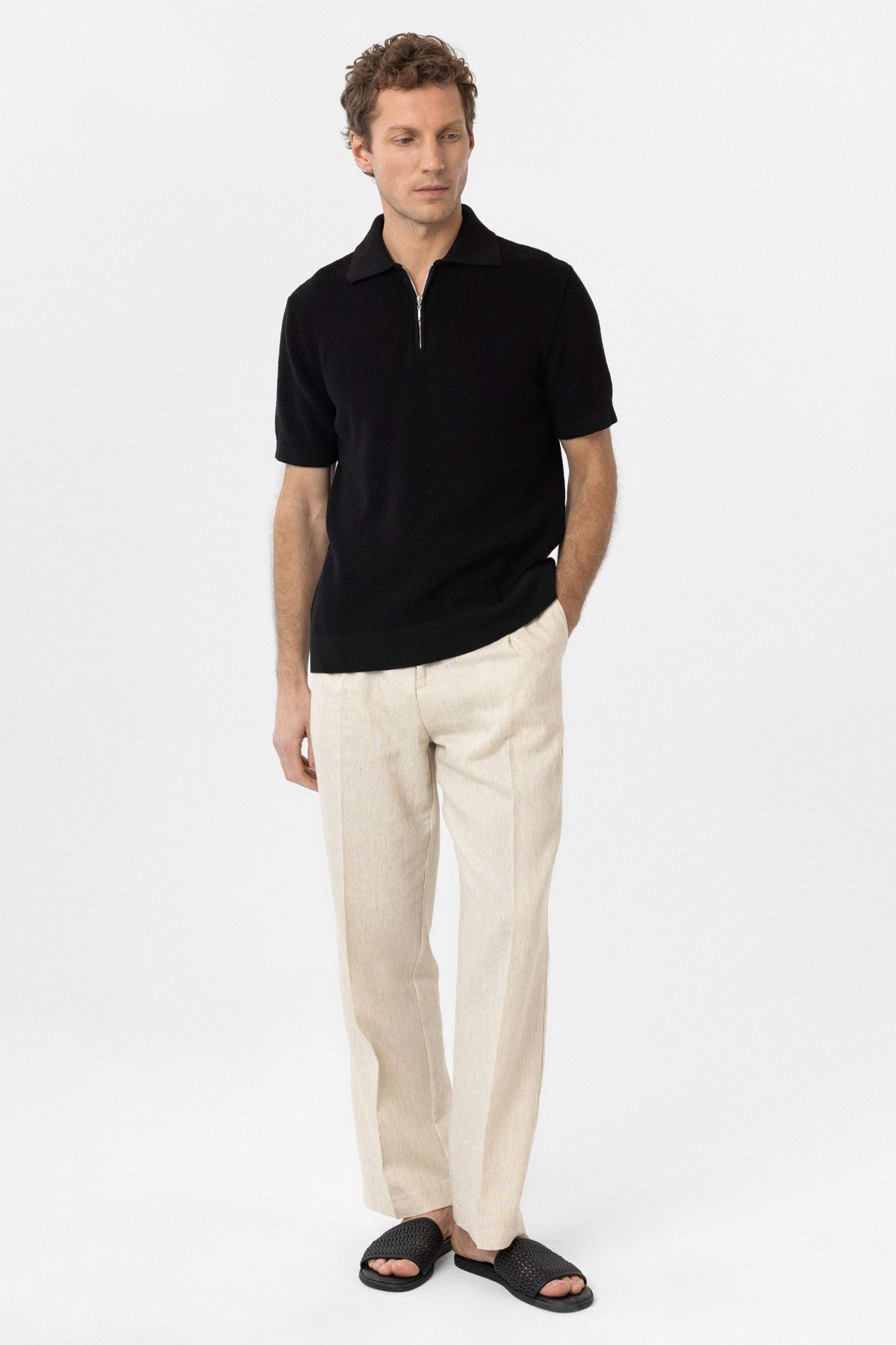 Antioch Zippered Knit Men's Polo-Neck Sweater T-Shirt