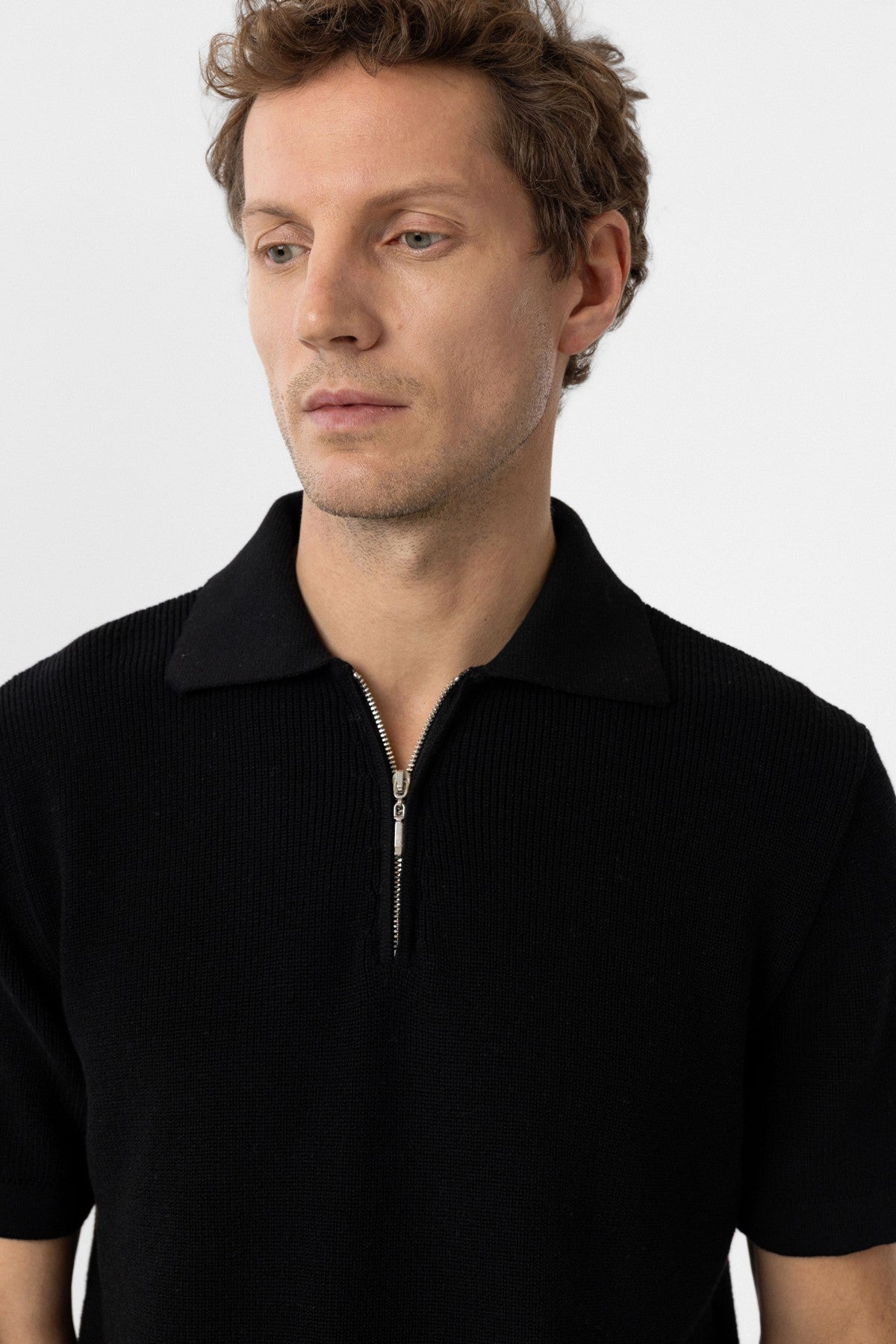 Antioch Zippered Knit Men's Polo-Neck Sweater T-Shirt