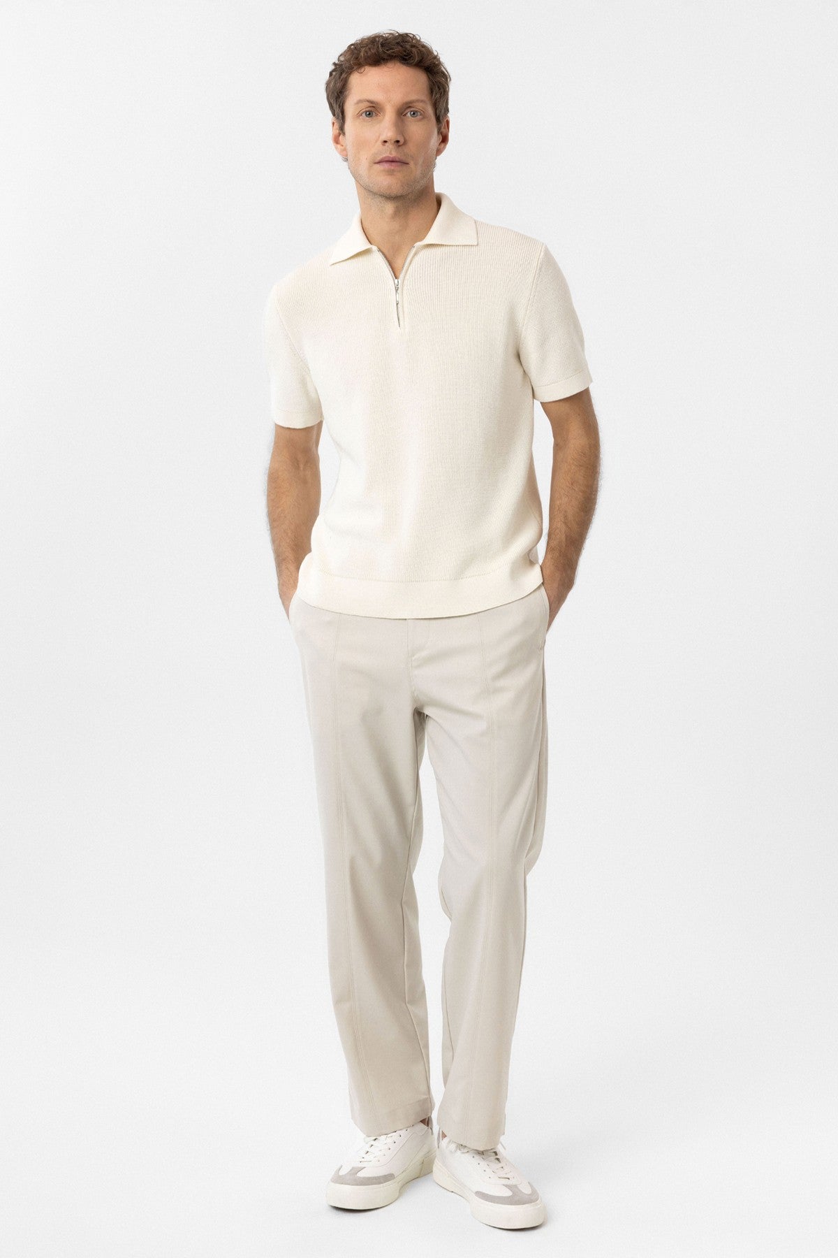 Antioch Zippered Knit Men's Polo-Neck Sweater T-Shirt