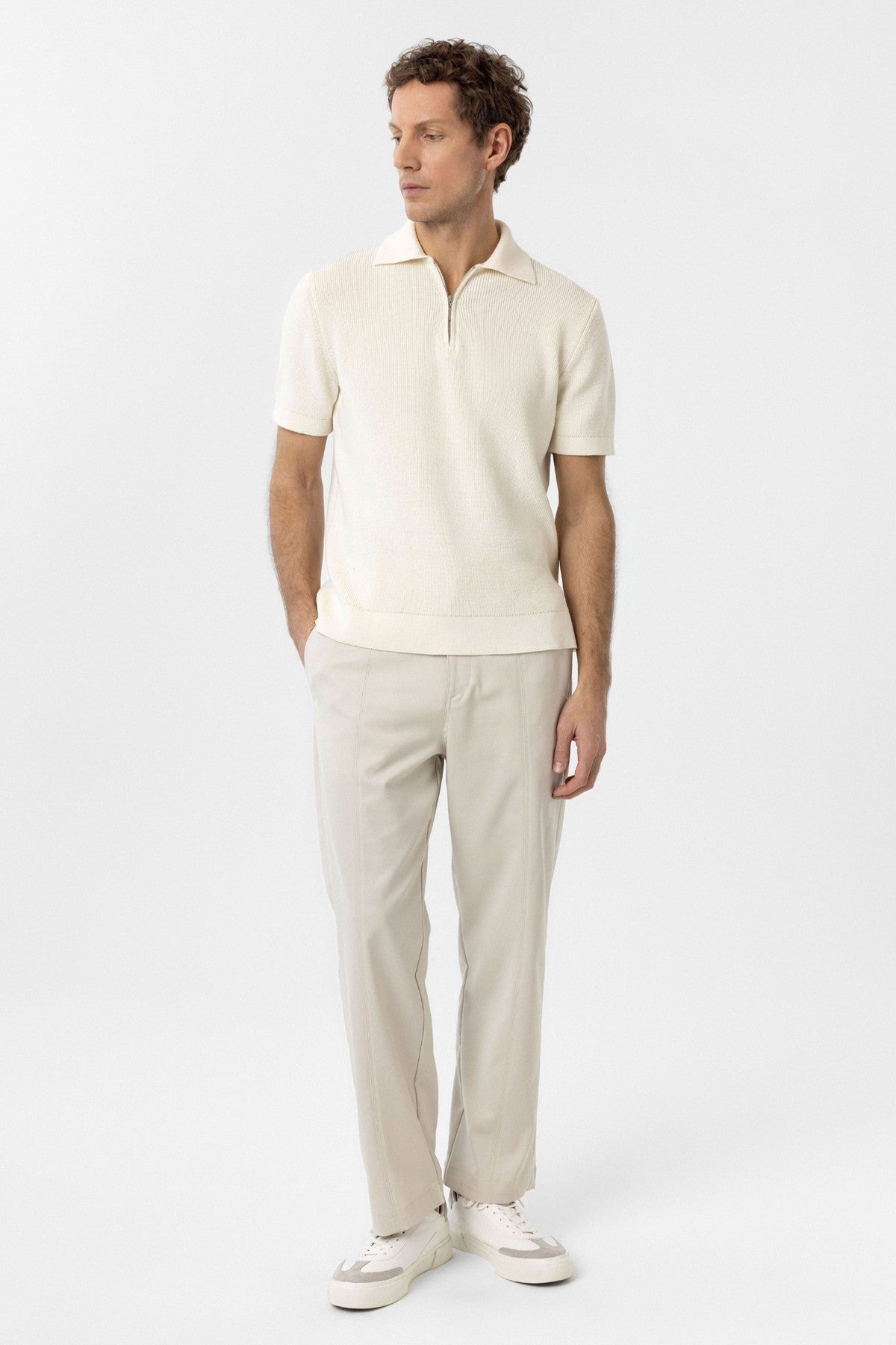 Antioch Zippered Knit Men's Polo-Neck Sweater T-Shirt