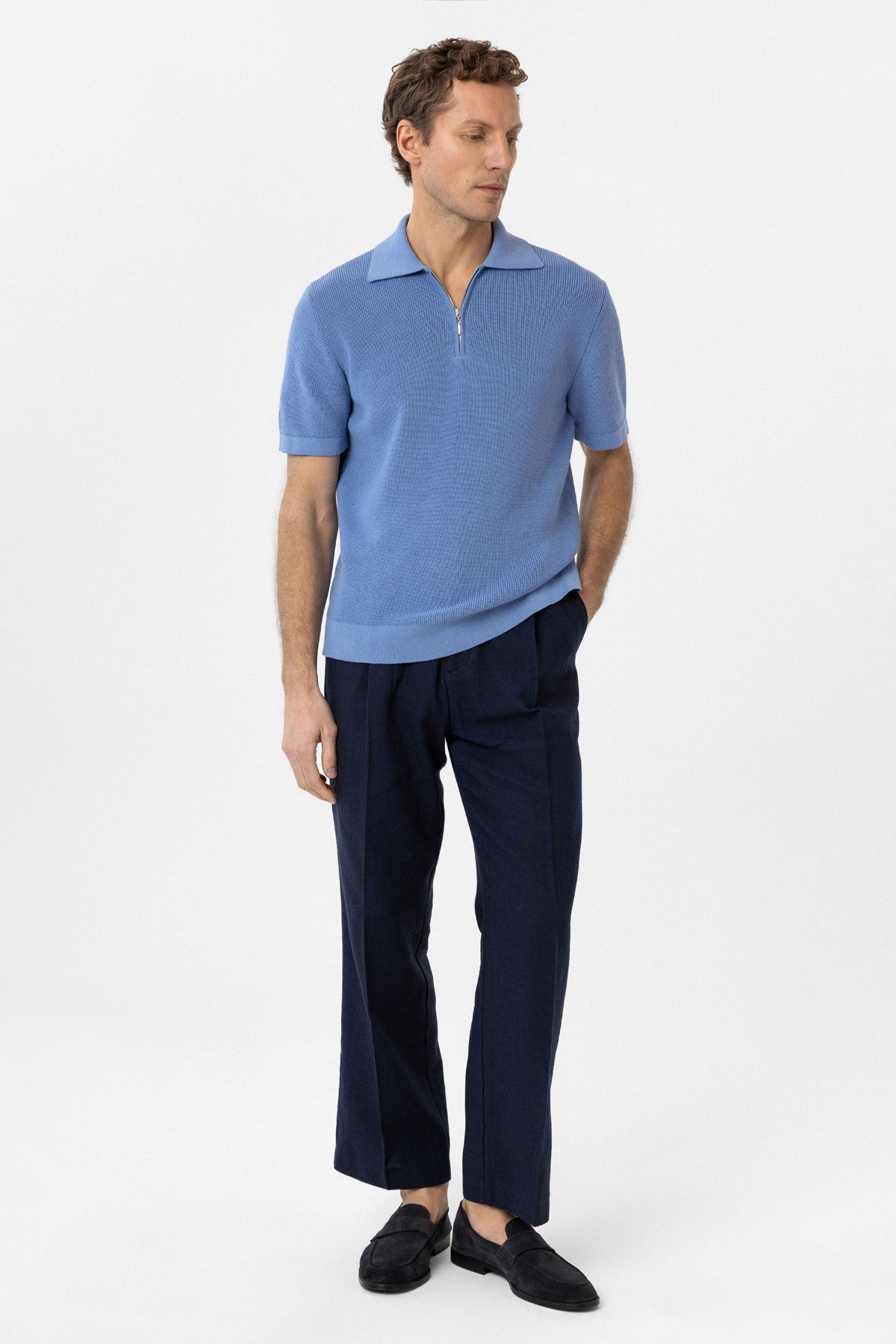 Antioch Zippered Knit Men's Polo-Neck Sweater T-Shirt