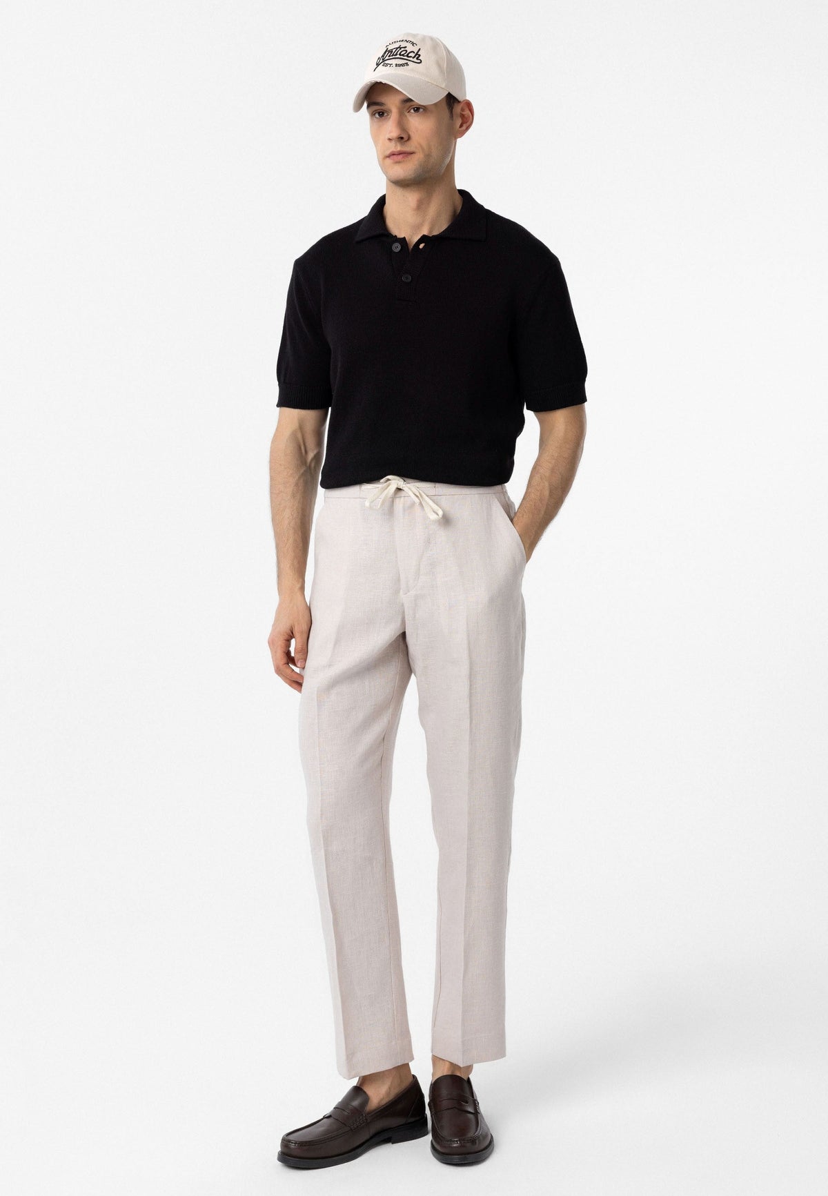 100% Cotton Polo-Neck Knit T-Shirt
