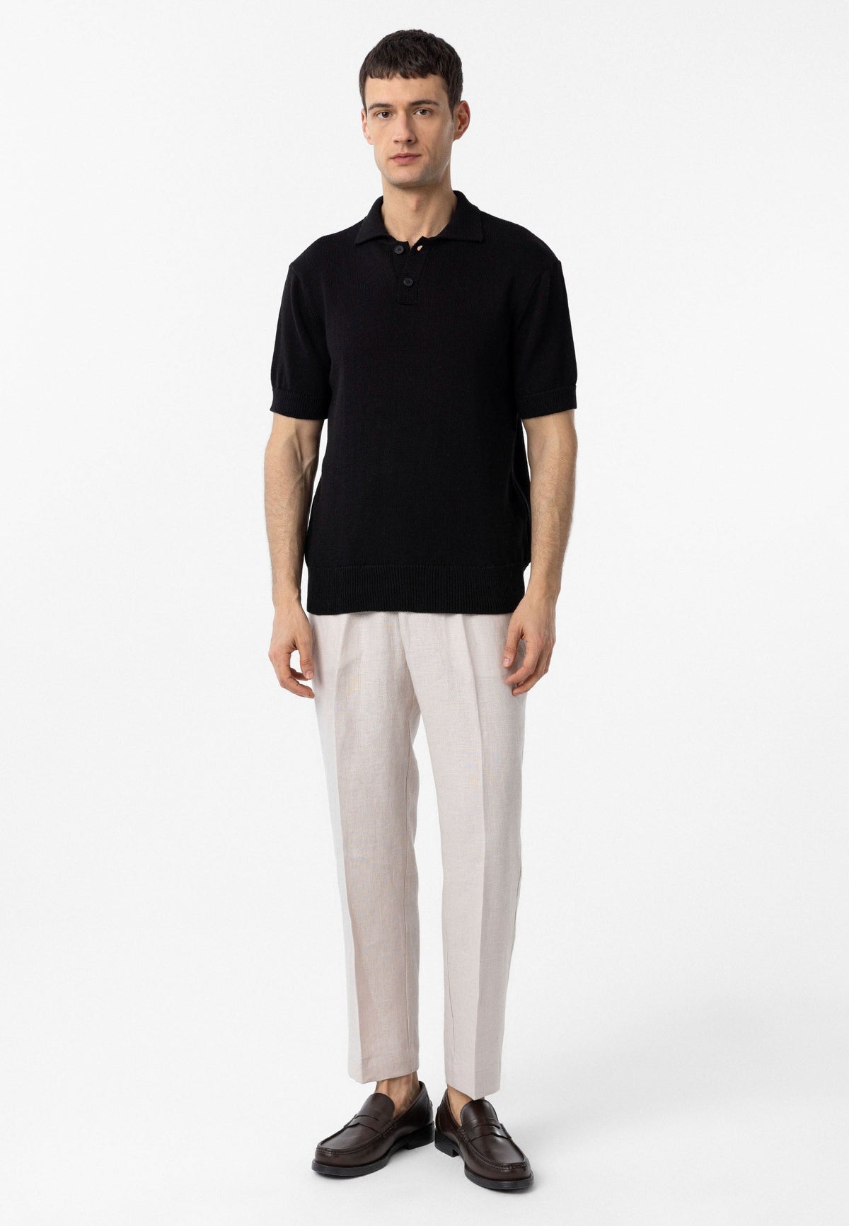 100% Cotton Polo-Neck Knit T-Shirt