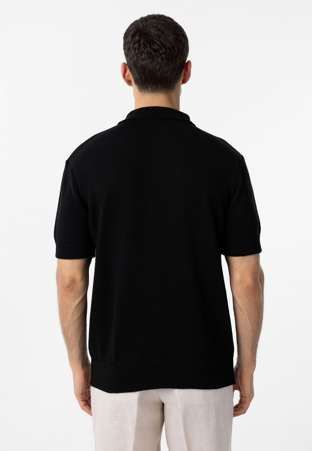 100% Cotton Polo-Neck Knit T-Shirt