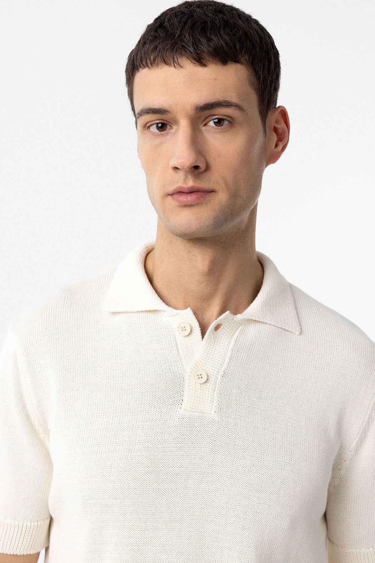 100% Cotton Polo-Neck Knit T-Shirt