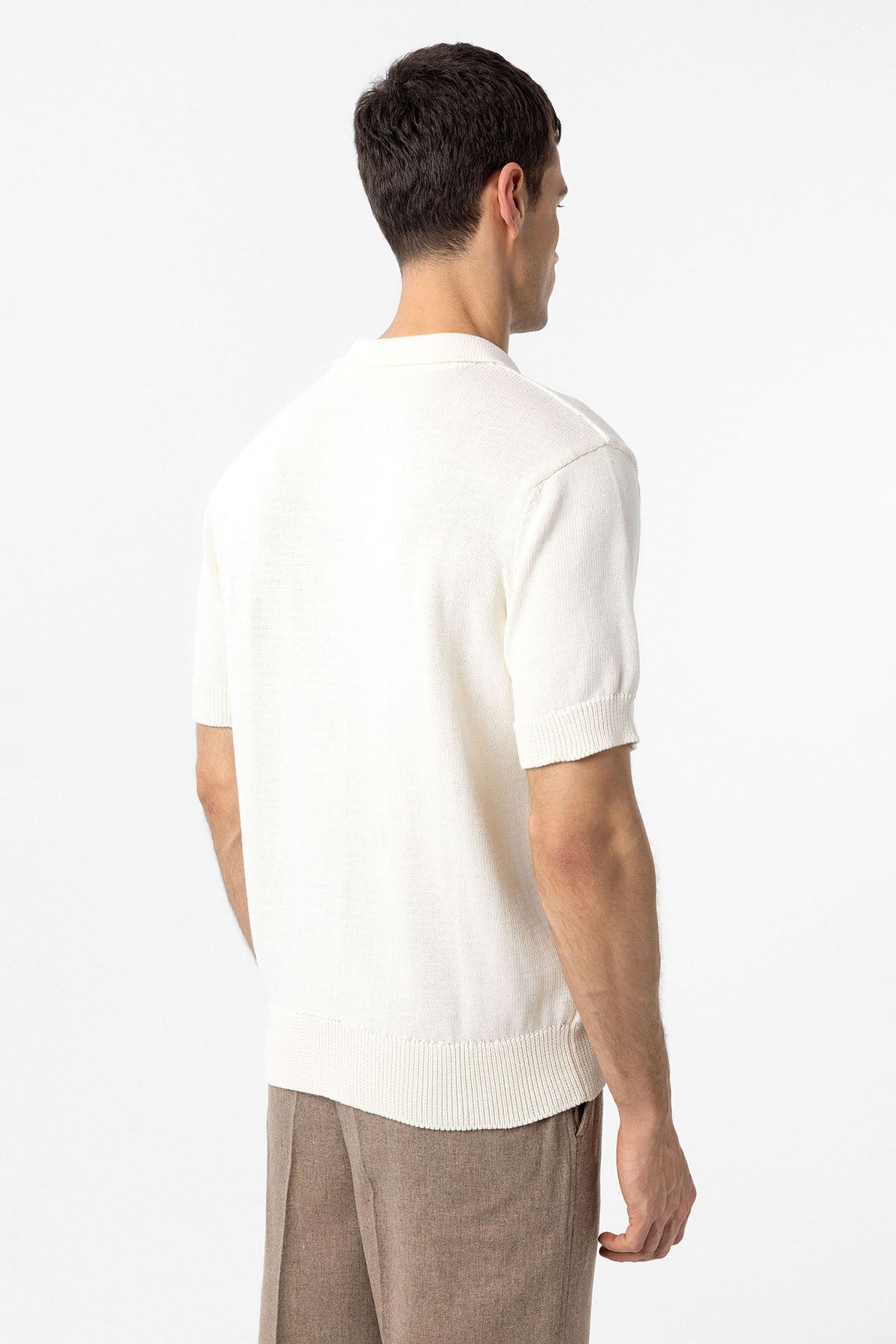 100% Cotton Polo-Neck Knit T-Shirt