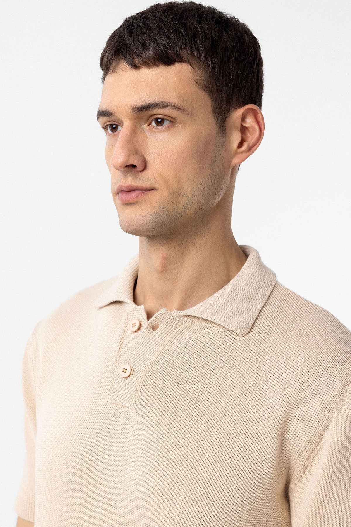 100% Cotton Polo-Neck Knit T-Shirt