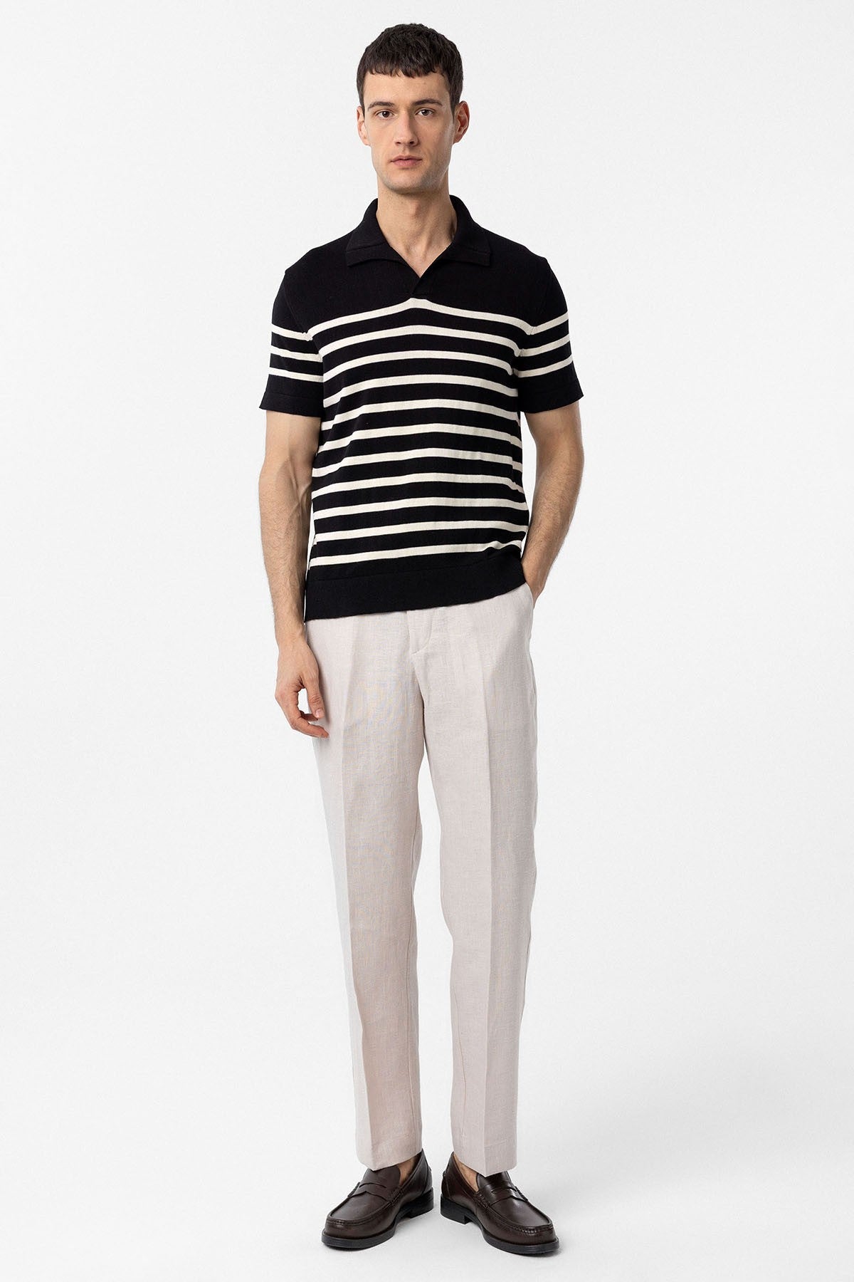 Antioch Polo-Neck Striped Men's Knit T-Shirt
