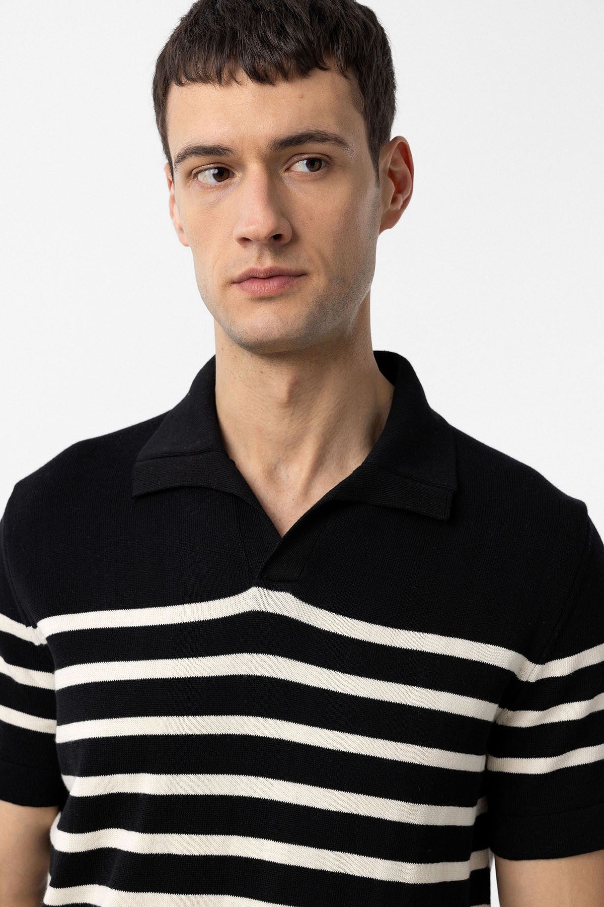 Antioch Polo-Neck Striped Men's Knit T-Shirt