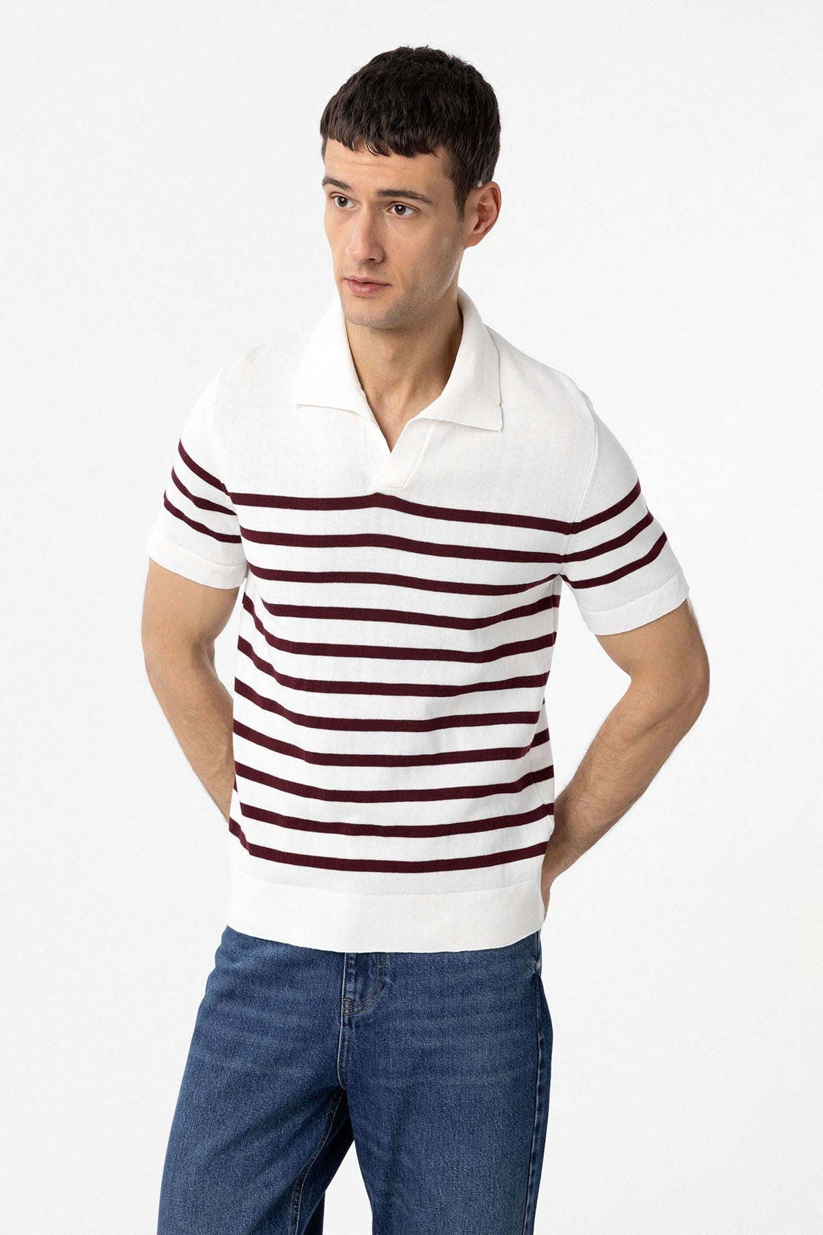 Antioch Polo-Neck Striped Men's Knit T-Shirt