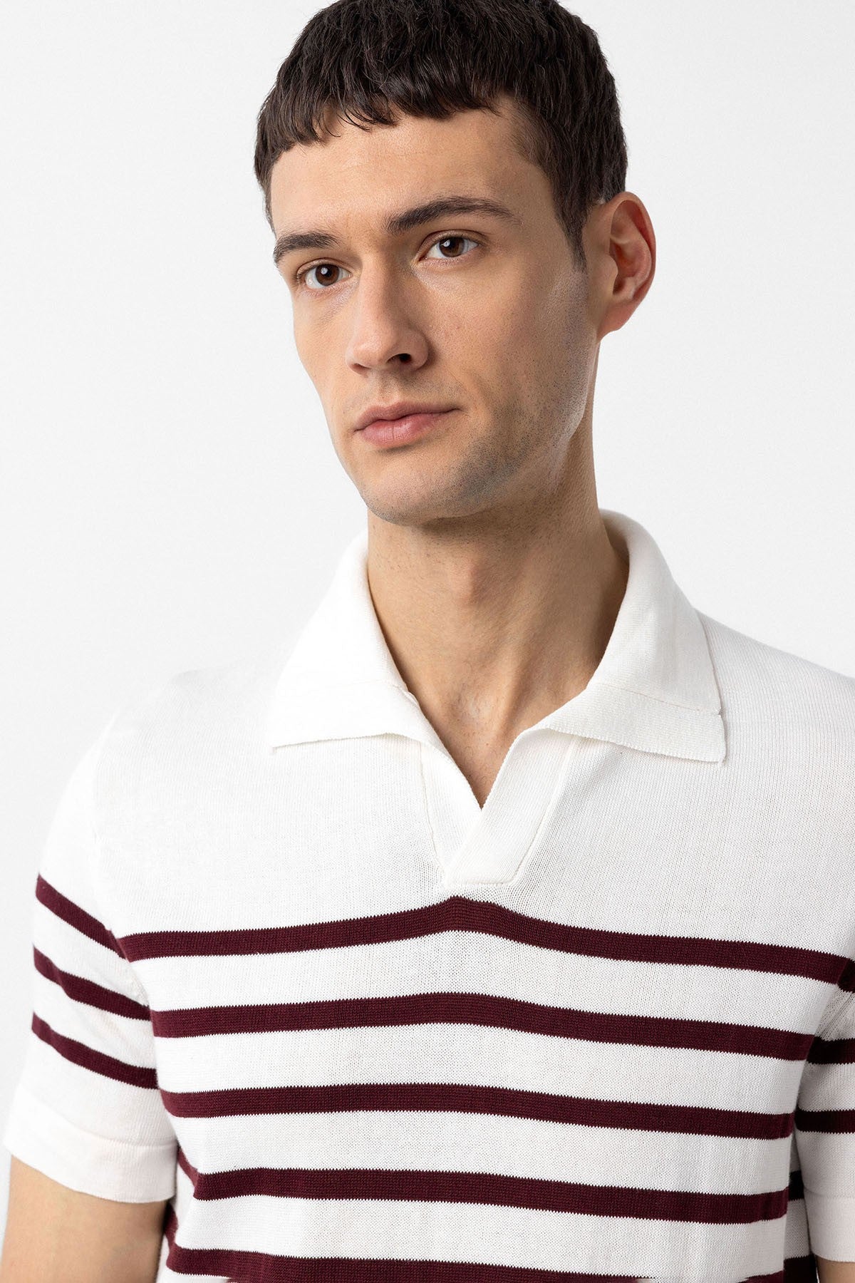 Antioch Polo-Neck Striped Men's Knit T-Shirt