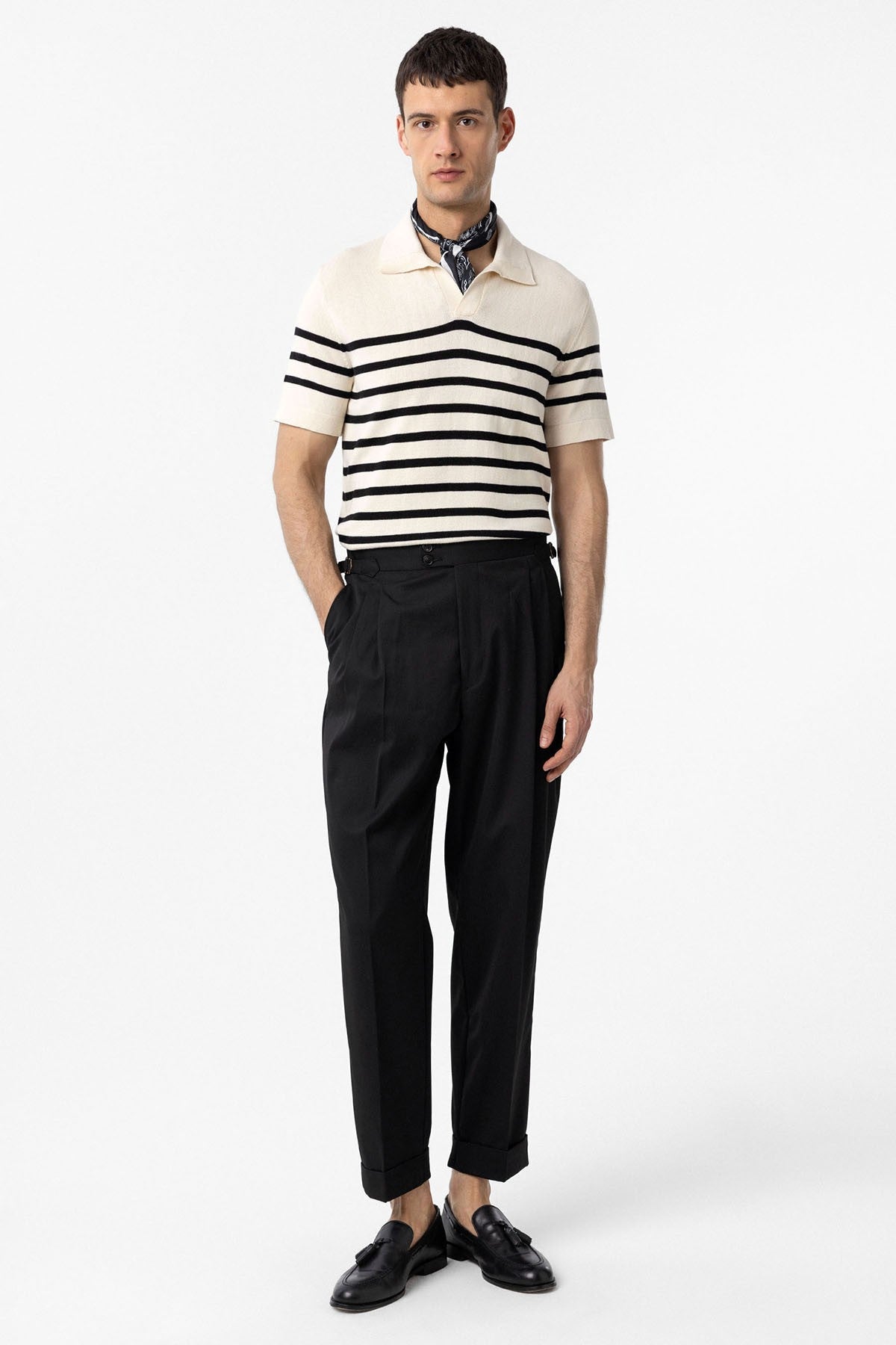 Antioch Polo-Neck Striped Men's Knit T-Shirt