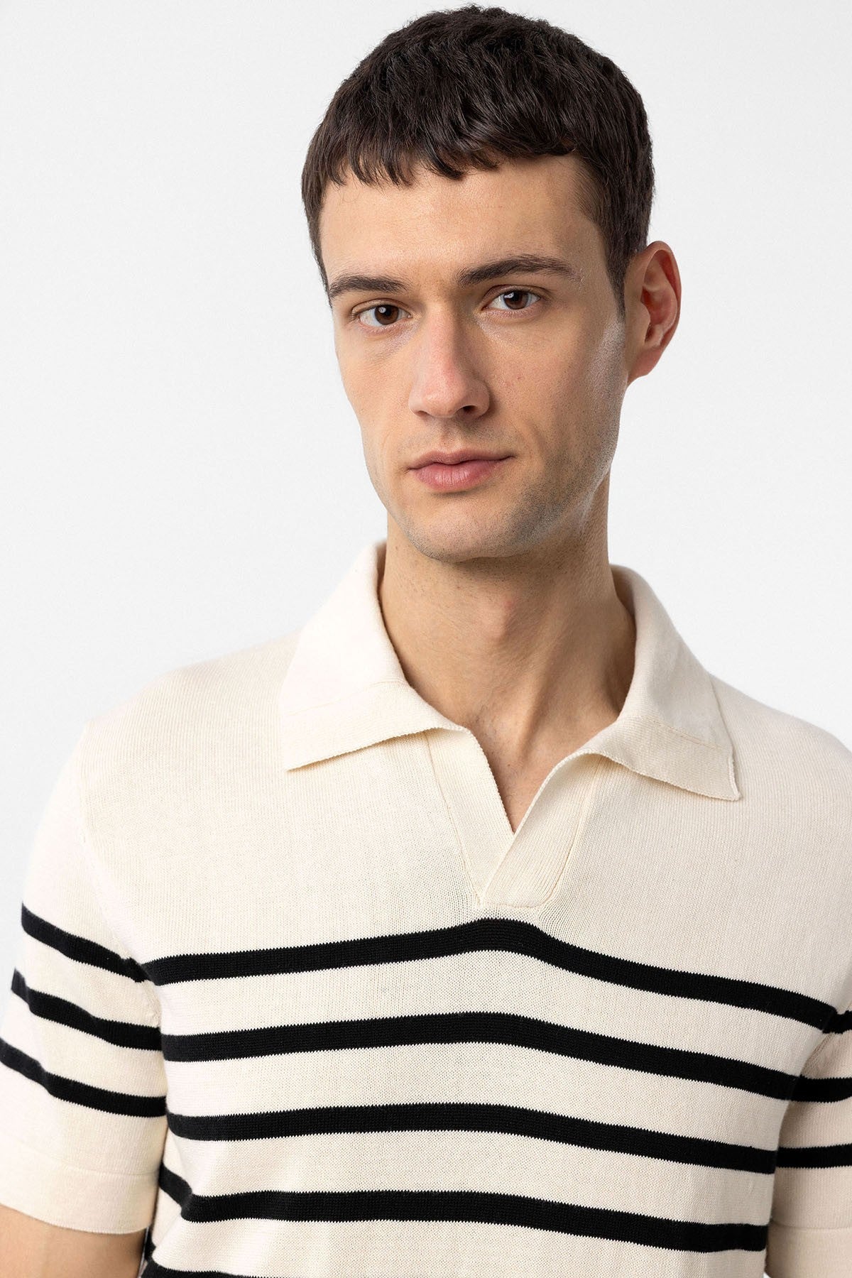 Antioch Polo-Neck Striped Men's Knit T-Shirt