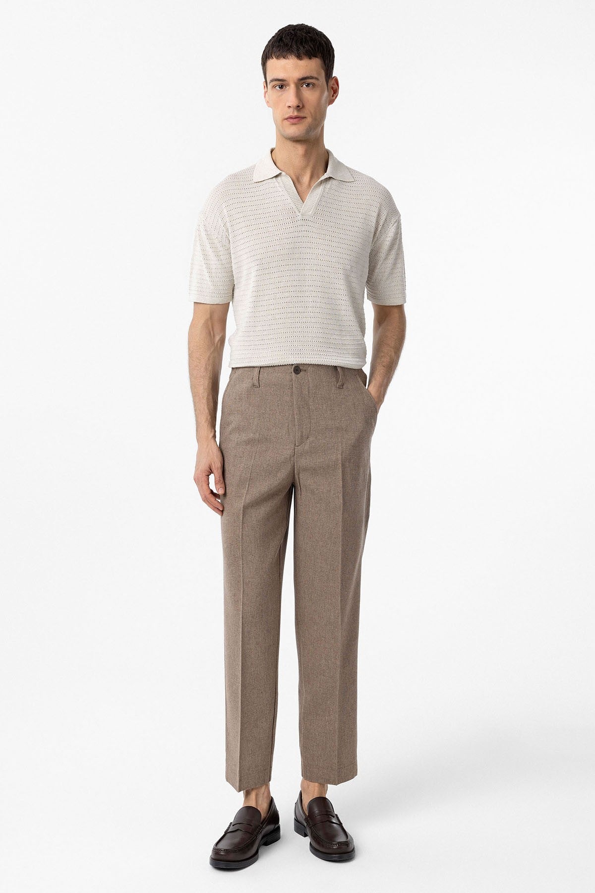 Antioch Polo-Neck Textured Men's Knit T-Shirt