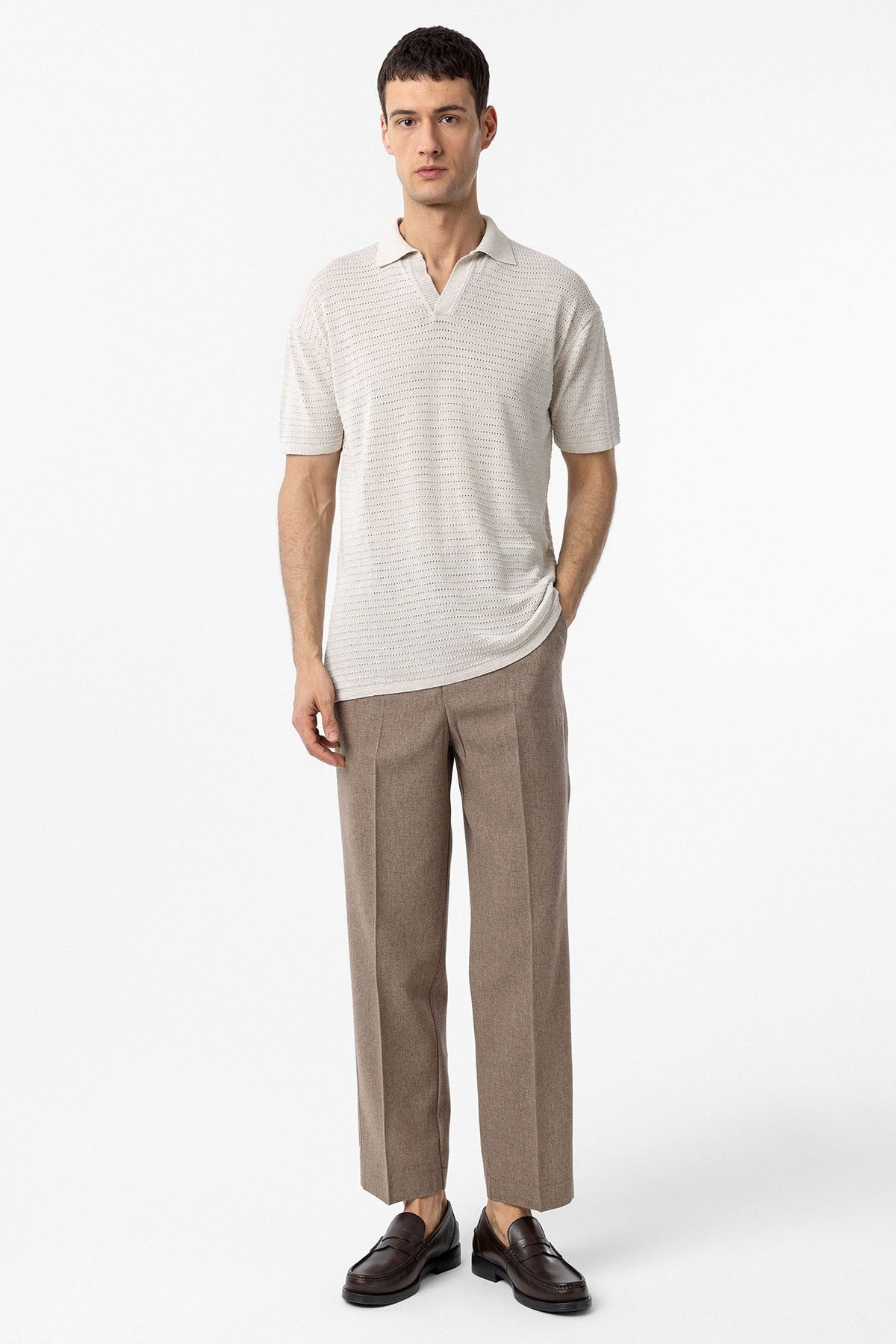 Antioch Polo-Neck Textured Men's Knit T-Shirt