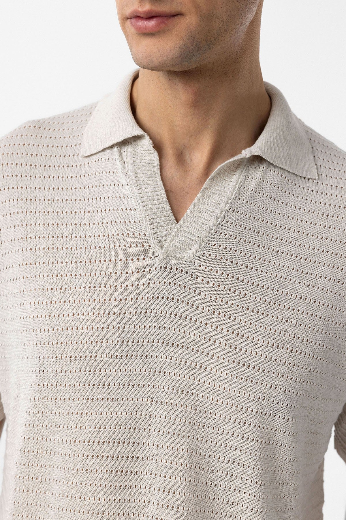 Antioch Polo-Neck Textured Men's Knit T-Shirt