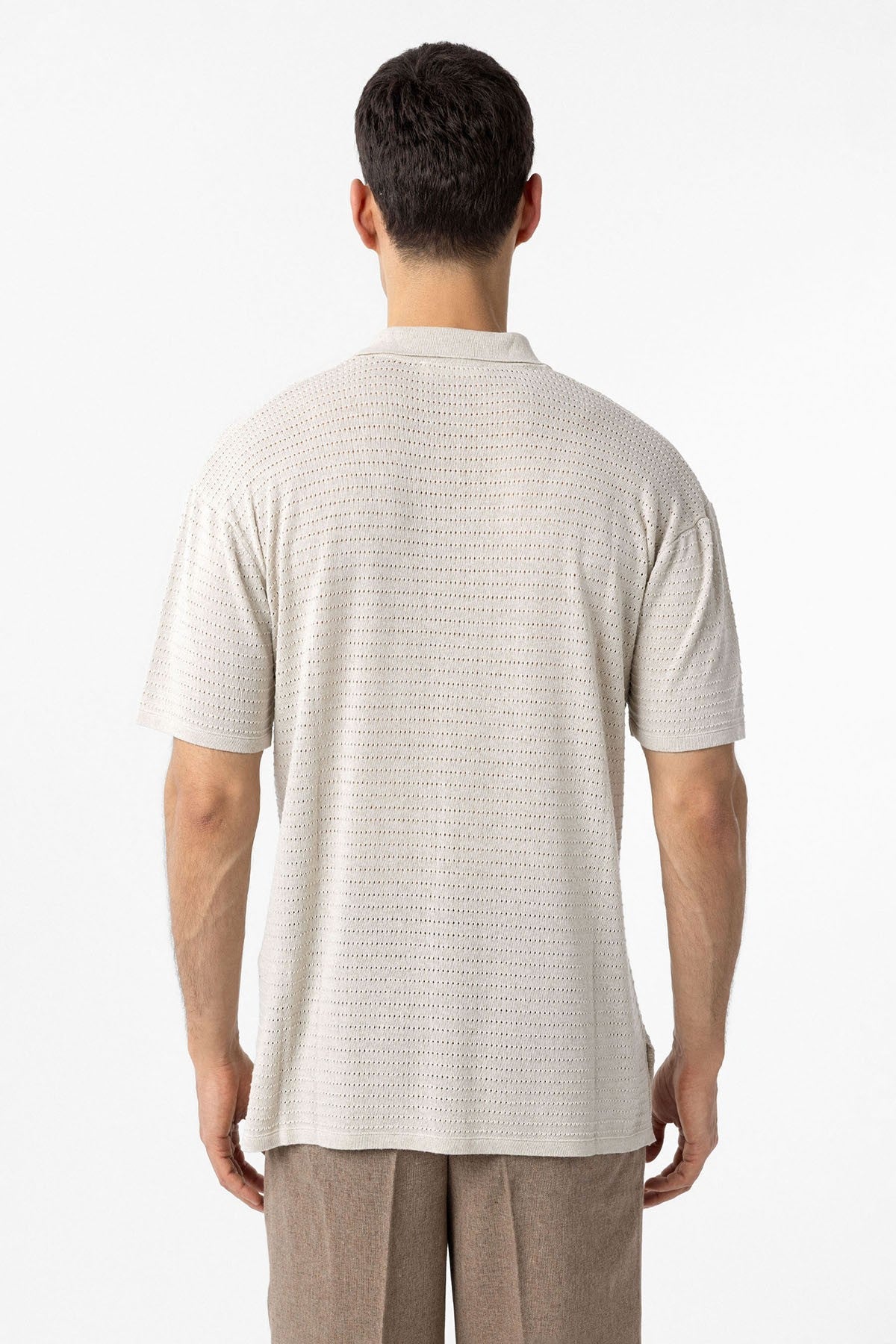 Antioch Polo-Neck Textured Men's Knit T-Shirt
