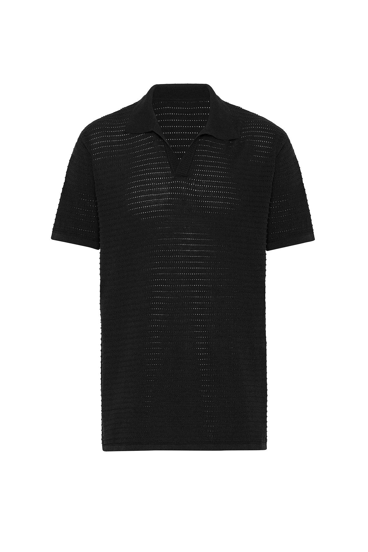 Antioch Polo-Neck Textured Men's Knit T-Shirt