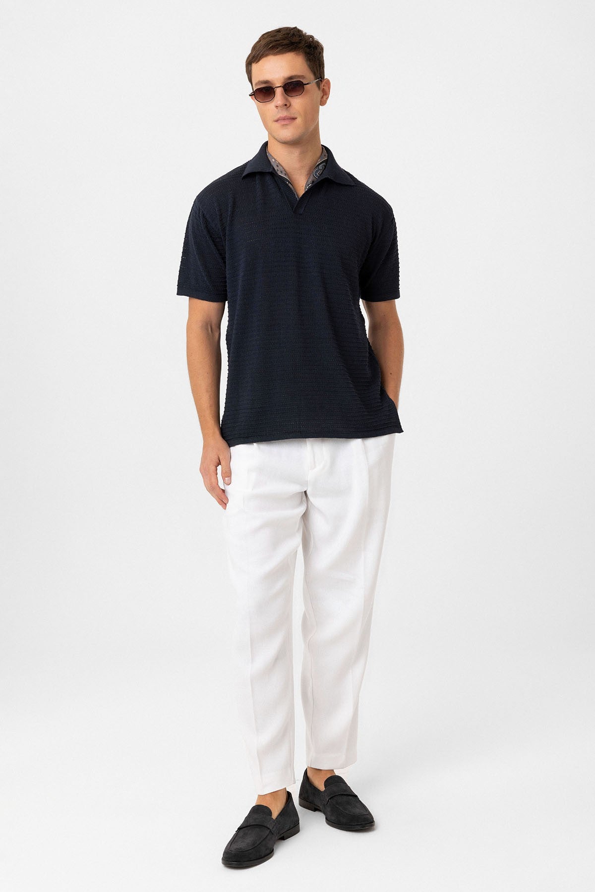 Antioch Polo-Neck Textured Men's Knit T-Shirt
