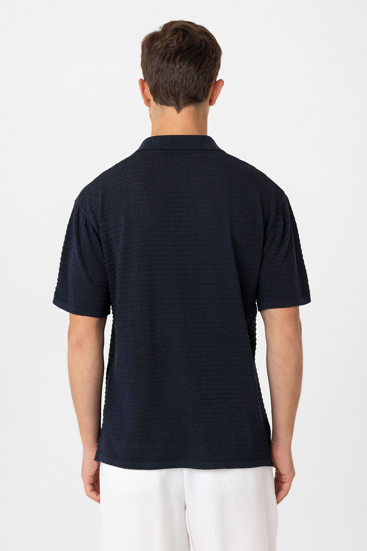 Antioch Polo-Neck Textured Men's Knit T-Shirt