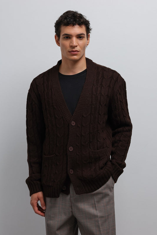 Antioch Men's Cardigan with Braided Texture