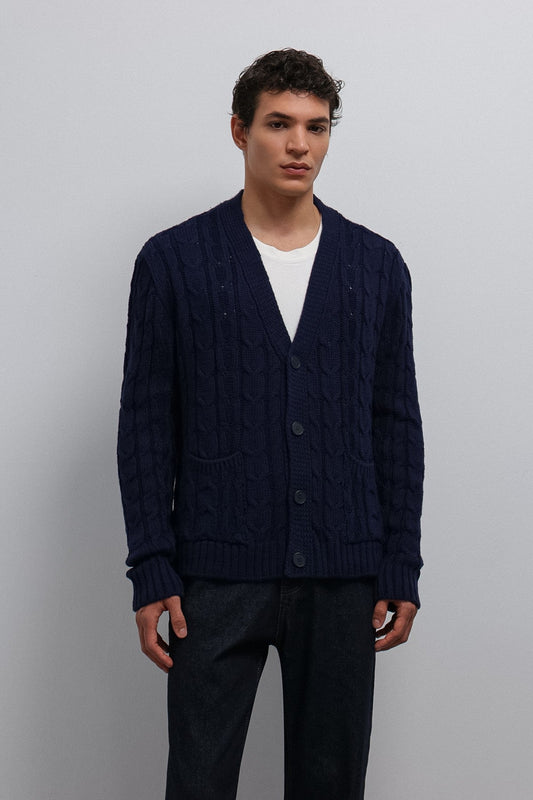 Antioch Men's Cardigan with Braided Texture