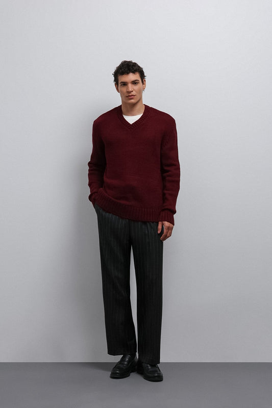 Men's V-Neck Sweater with Antioch Texture