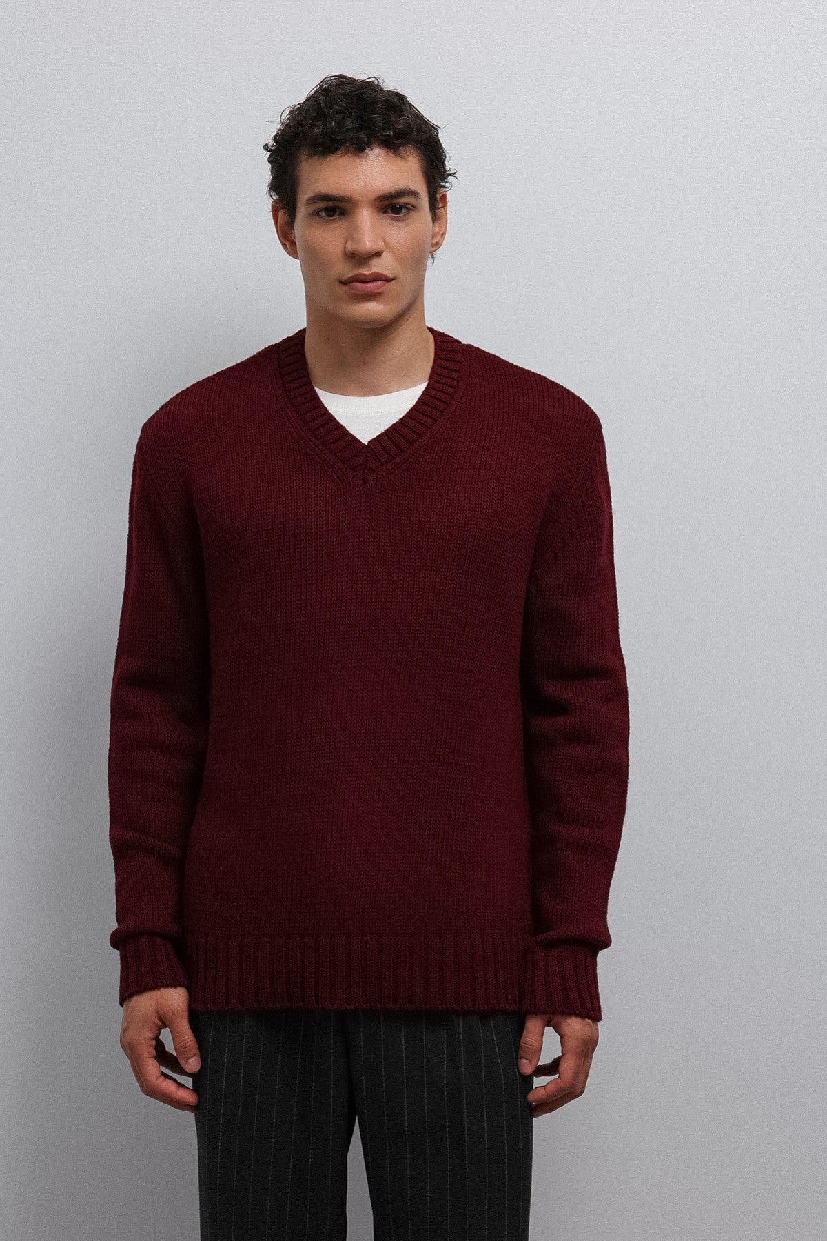 Men's V-Neck Sweater with Antioch Texture