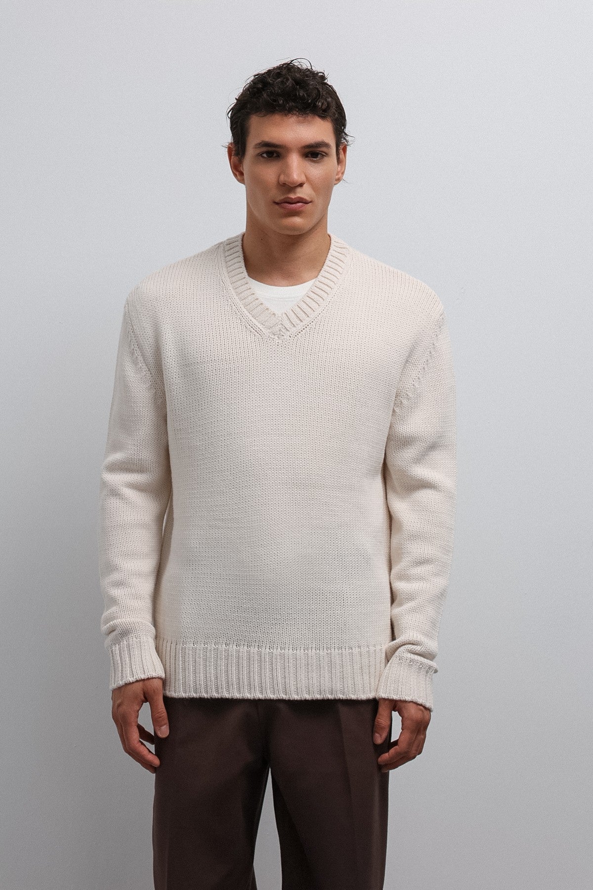 Men's V-Neck Sweater with Antioch Texture