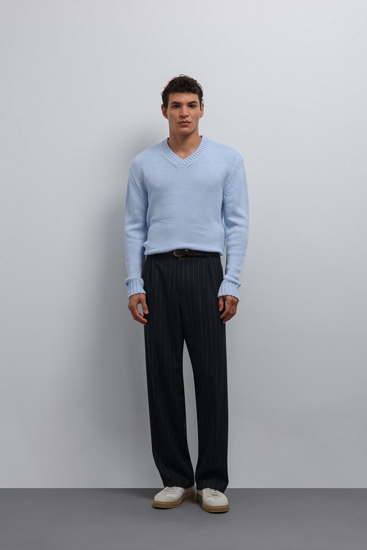 Men's V-Neck Sweater with Antioch Texture
