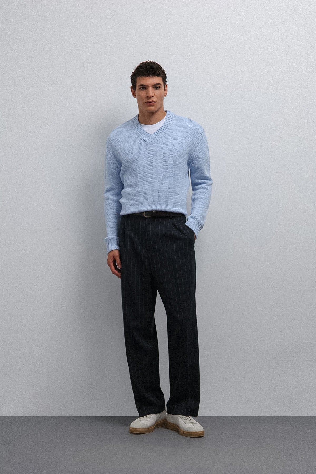 Men's V-Neck Sweater with Antioch Texture