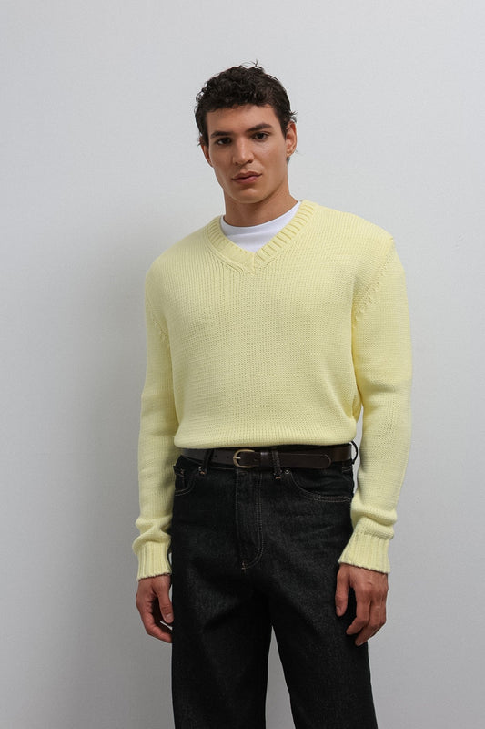 Men's V-Neck Sweater with Antioch Texture