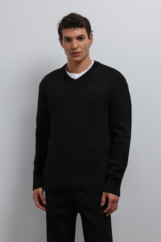 Men's V-Neck Sweater with Antioch Texture
