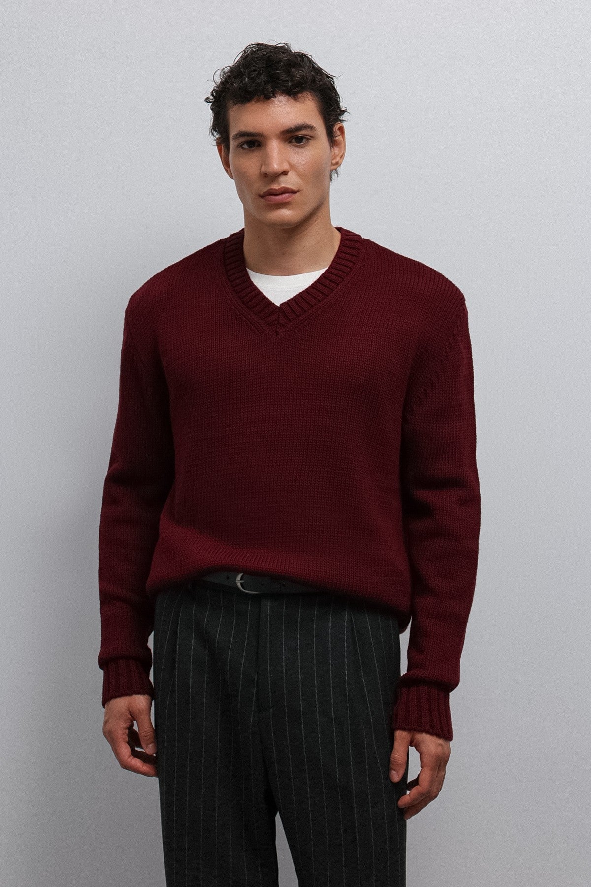 Men's V-Neck Sweater with Antioch Texture