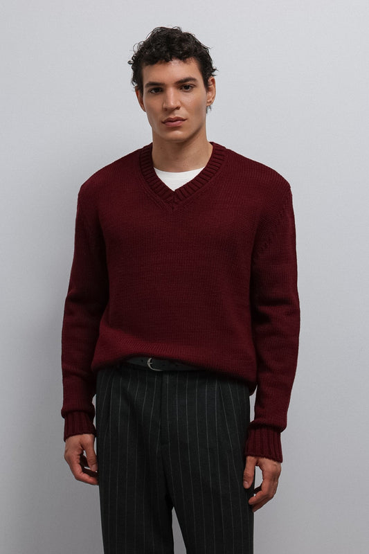 Men's V-Neck Sweater with Antioch Texture