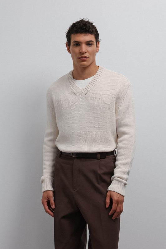 Men's V-Neck Sweater with Antioch Texture
