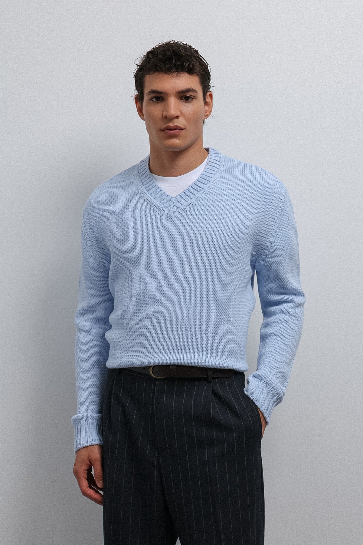 Men's V-Neck Sweater with Antioch Texture