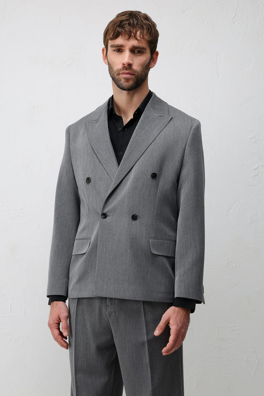 Relax Fit Double-Breasted Men's Blazer