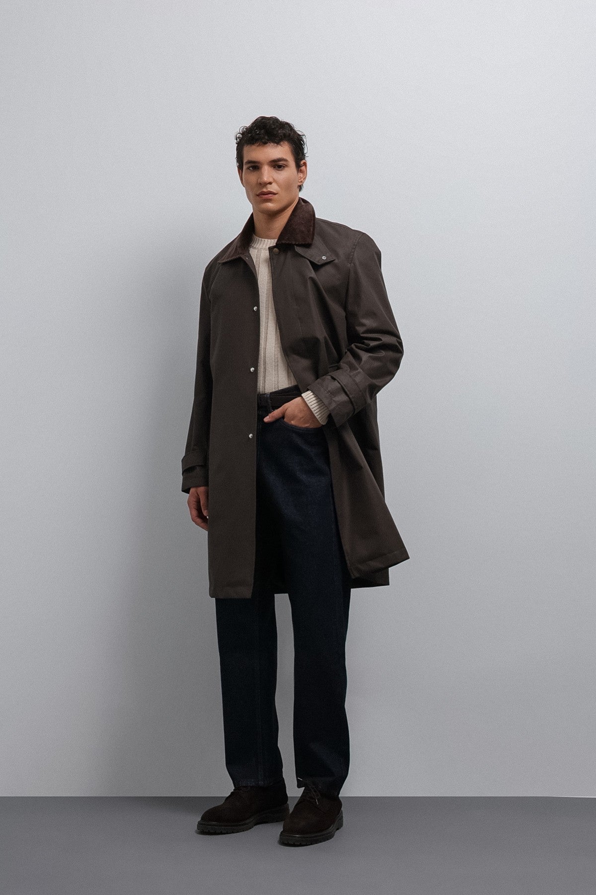 Antioch Contrast Collar Technical Men's Trench Coat