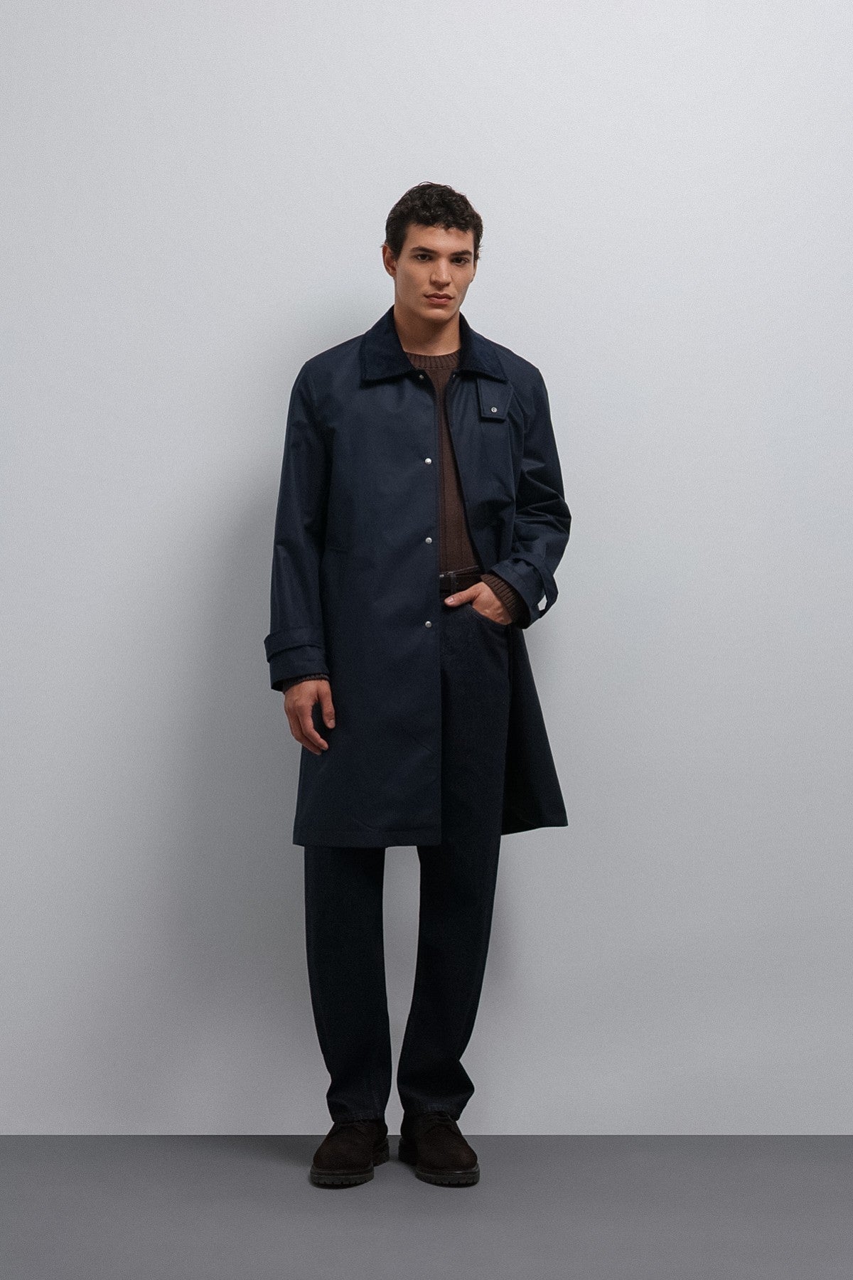 Antioch Contrast Collar Technical Men's Trench Coat