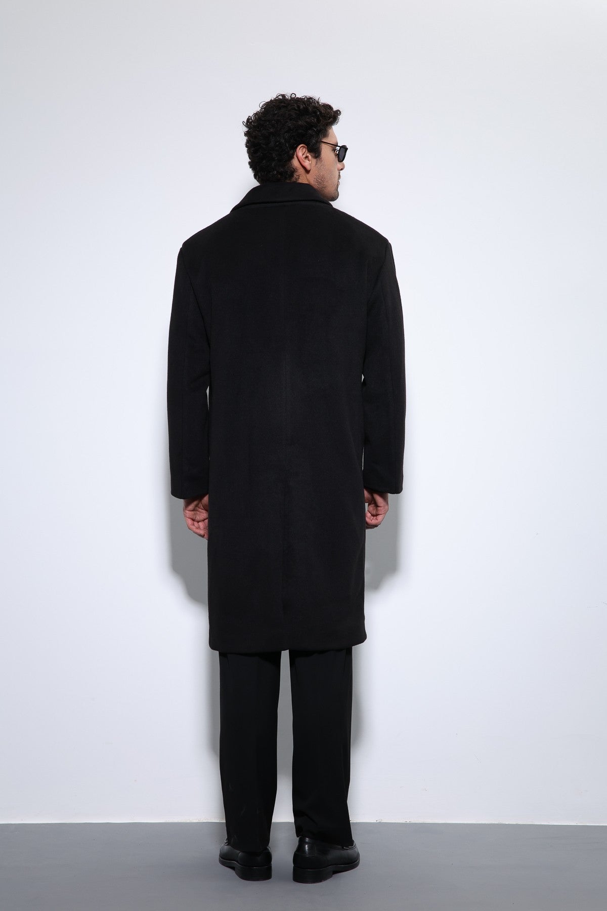 Men's Double-Breasted Coat with Wool Blend