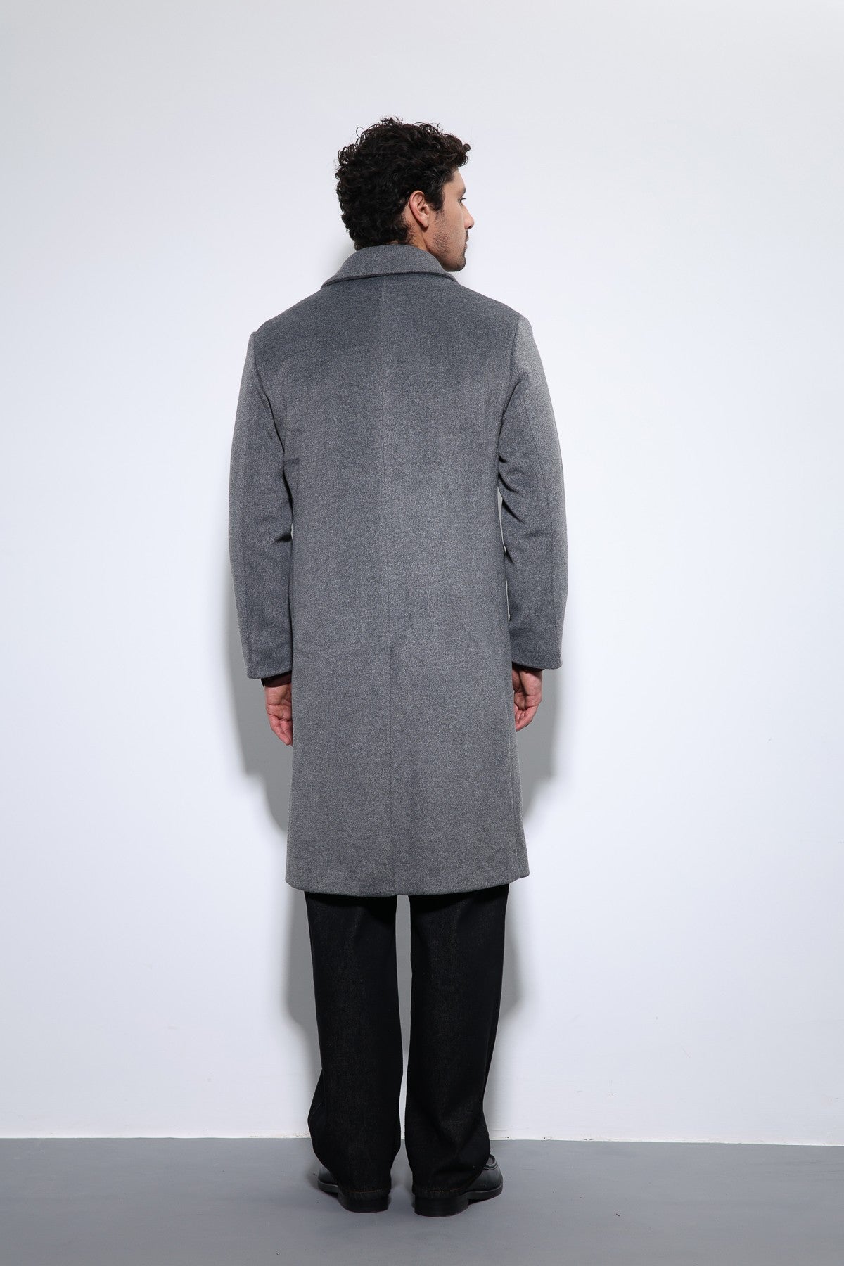 Men's Double-Breasted Coat with Wool Blend