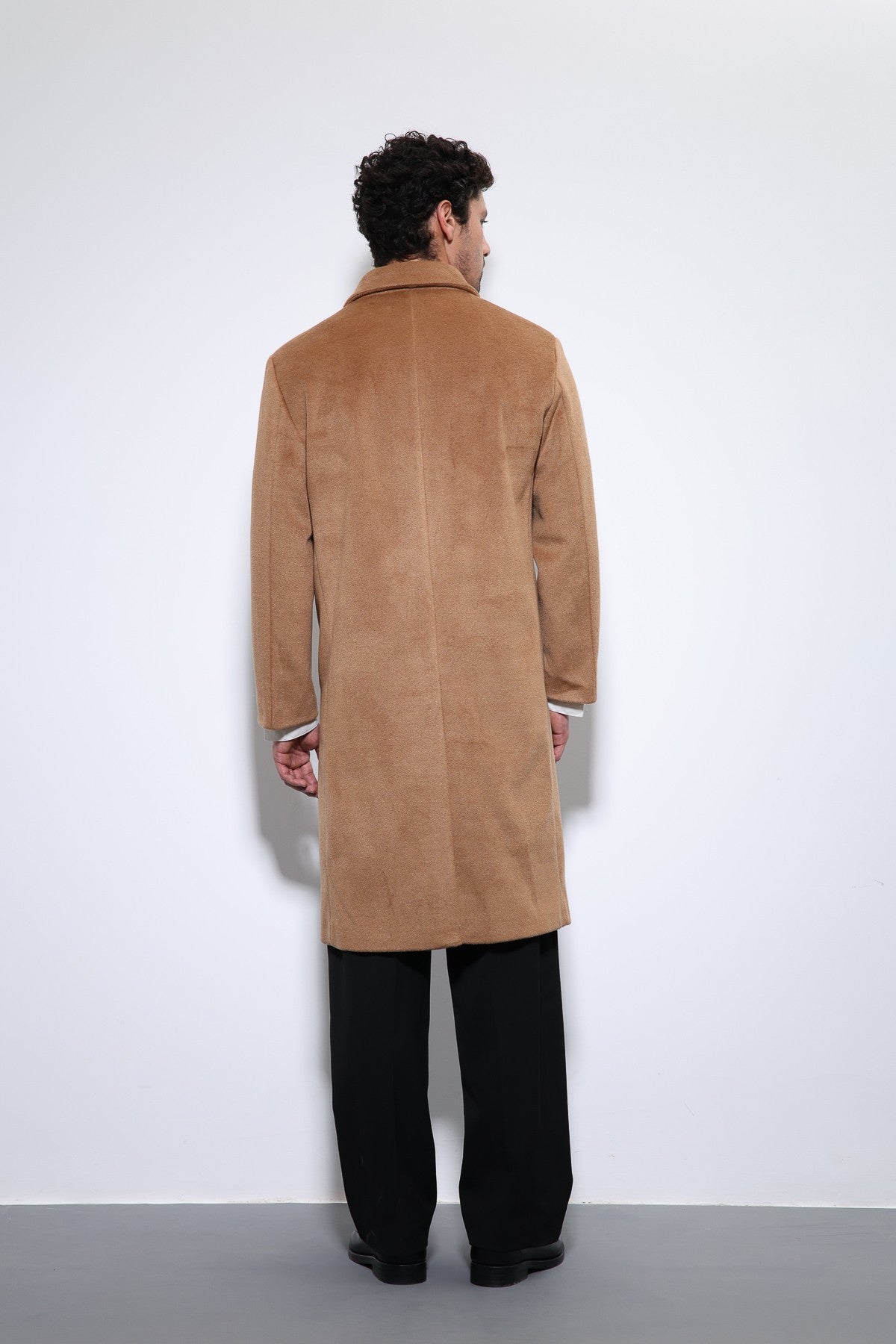 Men's Double-Breasted Coat with Wool Blend