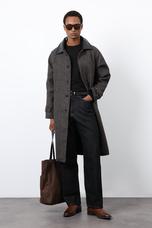 Antioch Men's Wool-Blend Coat with Contrast Collar