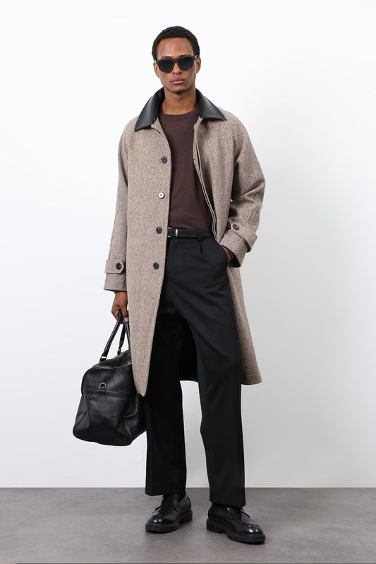 Antioch Men's Wool-Blend Coat with Contrast Collar